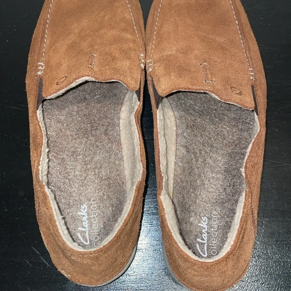 Clarks Mens 13 Gorwin Step Suede Slip On Loafers‎ Shoes Tac System Moc Brown Fur